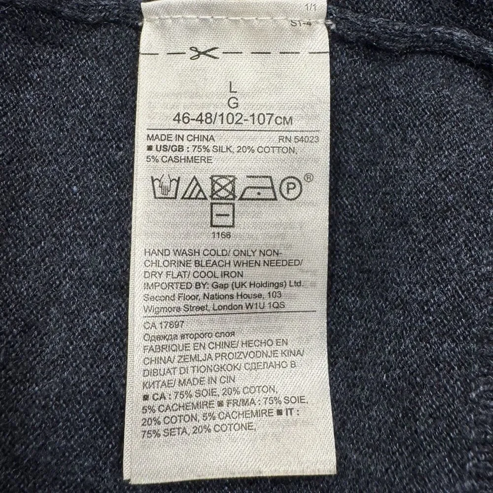 Banana Republic Luxury Blend Mens Silk Cashmere V-Neck Sweater Size‎ L Navy Blue